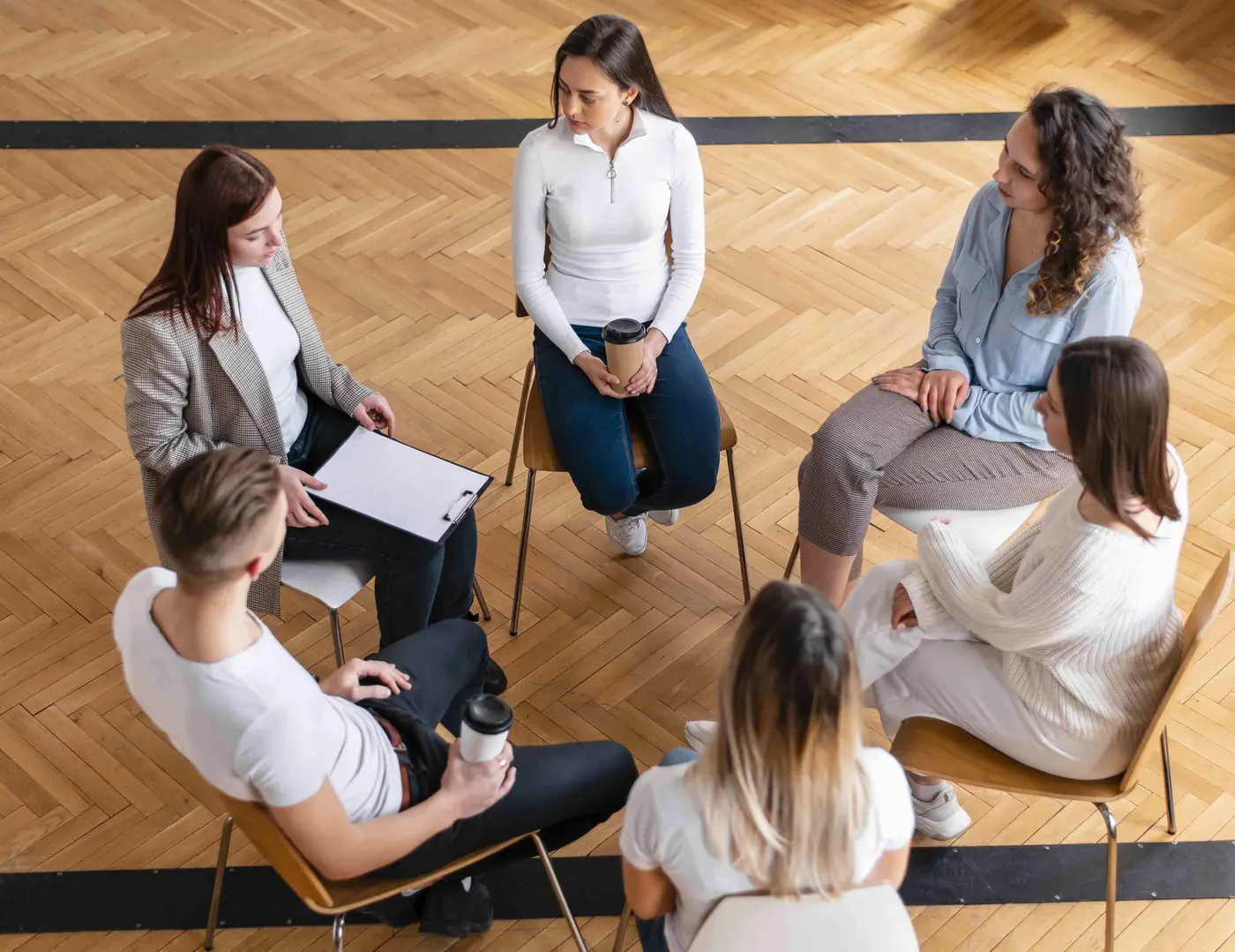 A supportive group therapy circle